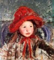 Niña con un gran sombrero rojo madres hijos Mary Cassatt